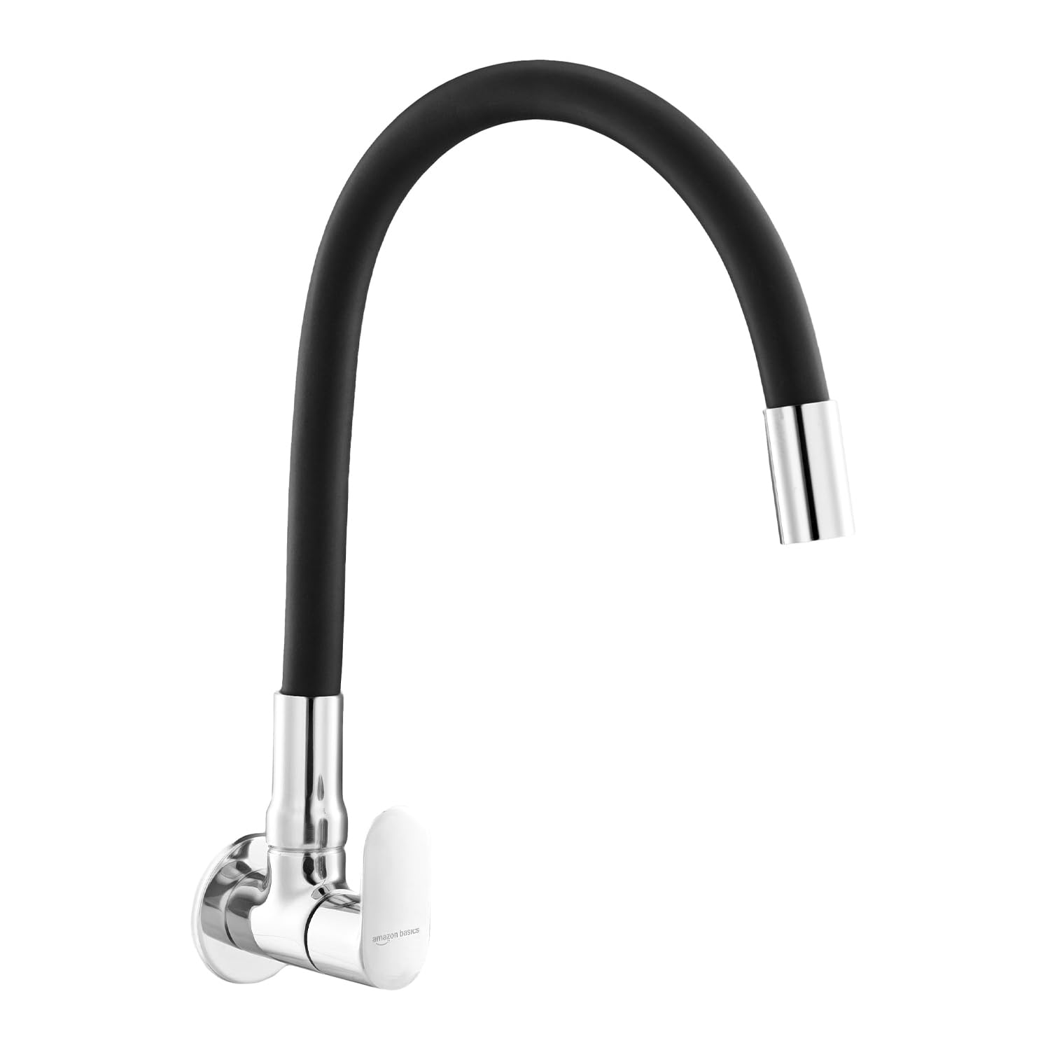 Amazon Basics Flexible Spout Kitchen Faucet | Cold-Only Single Lever Sink Tap with 360 Degree Swivel and Bendable Spout | Kitchen Use | Black and Chrome-image-36