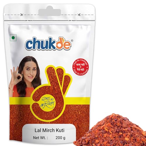 Image of Chukde - Lal Mirch Kutti 200g - Crushed Red Chilli Flakes - Spicy & Aromatic - Pure & Natural - Indian Powdered Spice - No Added Colors or Preservatives - Hygienically Packed for Freshness - Pack Of 2