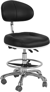 Swivel Tall Office Chair with Backrest & Foot Rest for Studio/Classroom/Lab/Counter/Medical/Tattoo Esthetician Drafting Stools Pneumatic Rolling Wheels Shop Stool Load Up 350LBS Capacity