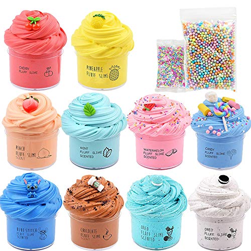slimefavors 10 Pack Butter Slime Kit, Coffee Slime, Ice Cream Slimeï¼Œ Fruits Slime and Cake Slime, Super Soft & Non-Sticky, Birthday Gifts for Girls and Boys