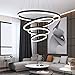 Produktbild 127W LED Kronleuchter 4-Ring Dimmbar Pendel-Leuchten Schwarz Aluminium Rund Hängeleuchte Esstisch Galerie Wendel-Treppe Deckenleuchte Esszimmerleuchte,20+40+60+80CM