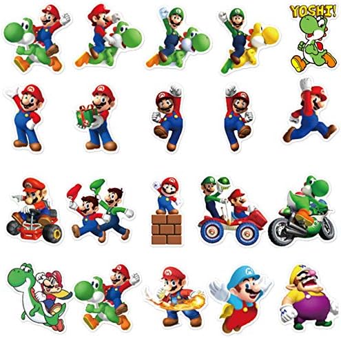 Shuye Super Mario Stickers 100pcs Ninten_do Video Game Cartoon Stickers Water Bottle Stickers for Teens Adults Laptop Skateboard Guitar Luggage Vinyl Decal Stickers