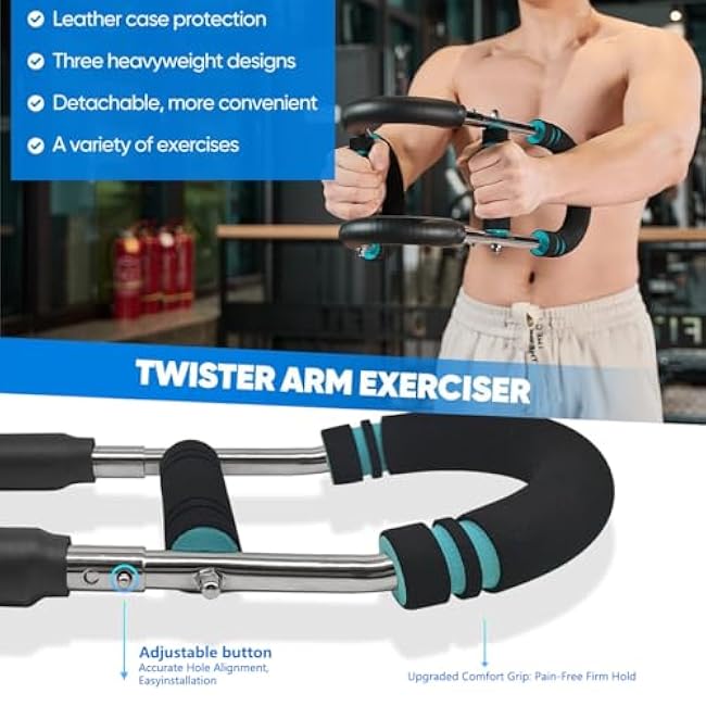 Twister Arm Trainer - Adjustable 60-110lb Resistance with High-Tensile Steel Spring, Portable Arm & Chest Workout Equipment for Forearm, Triceps Strength Training, Home Workout Equipmen for Men&Women