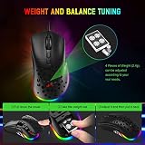 ZIYOU LANG D19 Myszy przewodowa mysz do gier G-PRO, mysz do gier do 12 000 Dpi, mysz O-Model RGB do gier, 7 programowalnych przycisków, powłoka plastra miodu, optyczna super lekka mysz dla graczy RGB