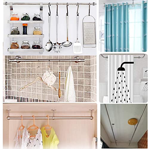 2 Pezzi Staffa Per Montaggio a Soffitto, Bastone Per Tende Inox Supporto, Con Viti, Diametro 22 Mm, Staffa Per Tubo Per Guardaroba, Tubo Per Tenda Per Armadio (Argento) - Image 6