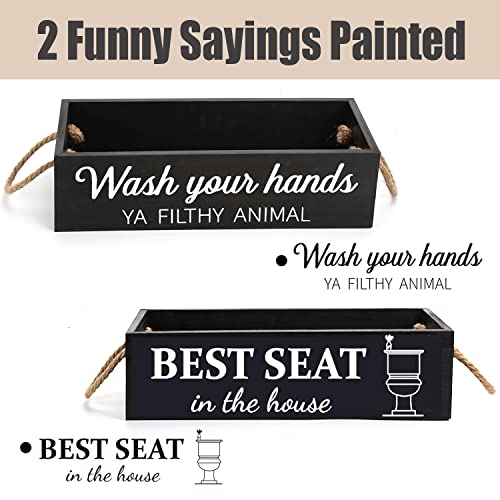 Cuffup Bathroom Decor Box, Toilet Paper Basket 2 Sides Signs Farmhouse Bathroom Basket Toilet Basket Tank Topper Rustic Farmhouse Home Decor For Livingroom Kitchen (One Box) #TOP1