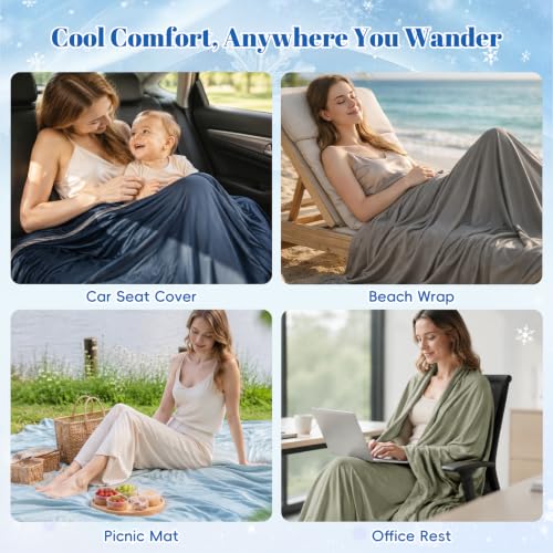 PHF Double Cooling Blanket for Hot Sleepers Twin Size, Arc-Chill Q-Max>0.5 with Double Cooling, Summer Blanket Absorbs Heat to Keep Cool All Night for Night Sweats (Cannoli Cream, 60''x80'') by PHF - Used condition - Image 5