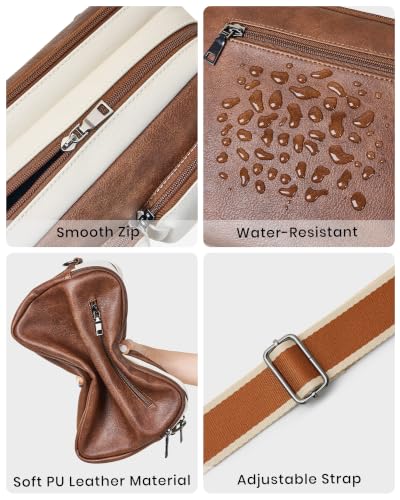 Image of Bluome Crossbody Purse for Women Multi Pocket Crossbody Bag with 3 Front Pockets Leather Shoulder Bag Everyday Travel Bag