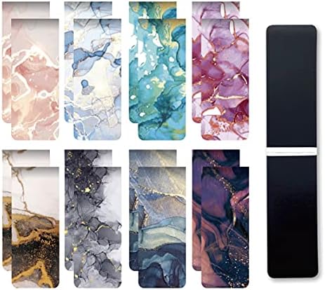 Cute 16Pcs Alcohol Ink Magnetic Bookmarks Page Markers I Clips for Kids Woman Man Teacher Students Reading Planner Book Lovers School Office