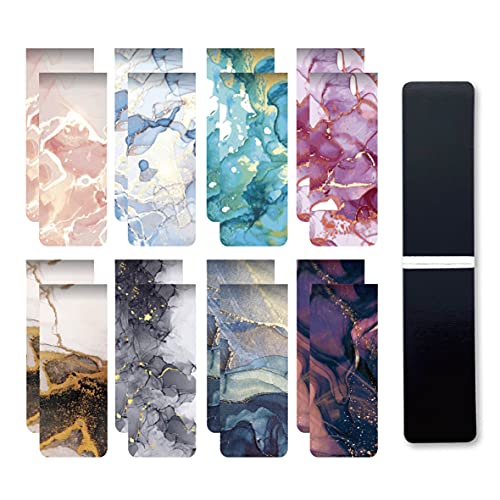 Cute 16Pcs Alcohol Ink Magnetic Bookmarks Page Markers I Clips For Kids Woman Man Teacher Students Reading Planner Book Lovers School Office #TOP1