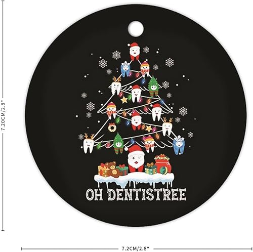 Miniatura 2 de Decoración de árbol de Navidad de dentistas, divertido regalo de Navidad de higiene dental, adornos de cerámica, 3 pulgadas, impresión redonda de