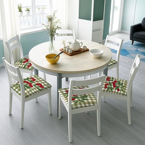 Lot de 6 housses de chaise de style ferme vert à carreaux