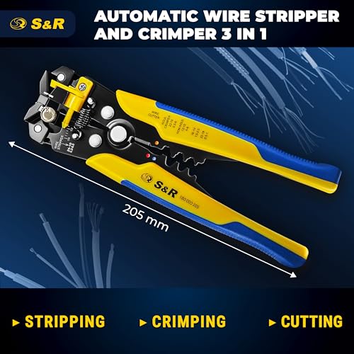 S&R 3-in-1 Automatic Wire Strippers & Crimping Tool with Cutter – Self-Adjusting Precision Pliers | 10-24 AWG, 0.2-6mm² - Image 2