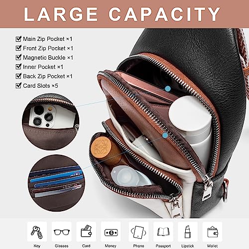 Image of CLUCI Sling Bag for Women, Vegan Leather Fanny Pack Crossbody Bags for Women, Chest Bag With Guitar Strap