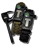 The Big Blue Mtn Tactical Survival Paracord Bracelets (2 Pack Army Green & Black 9