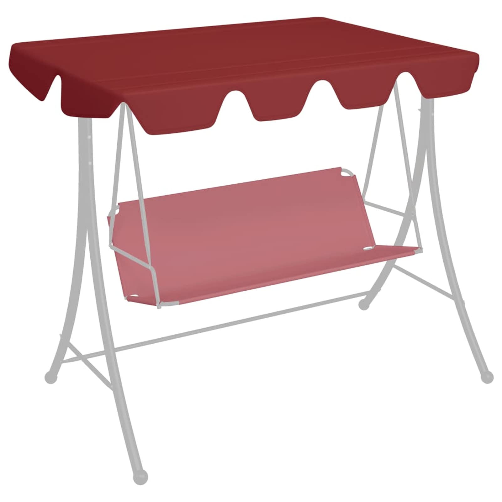 Chusui Toit de Rechange de Balançoire Toit de Remplacement pour Balancelle Terrasse Extérieur Imperméable Toit de Rechange balançoire Bordeaux 150/130x70/105 cm 270 g/m²