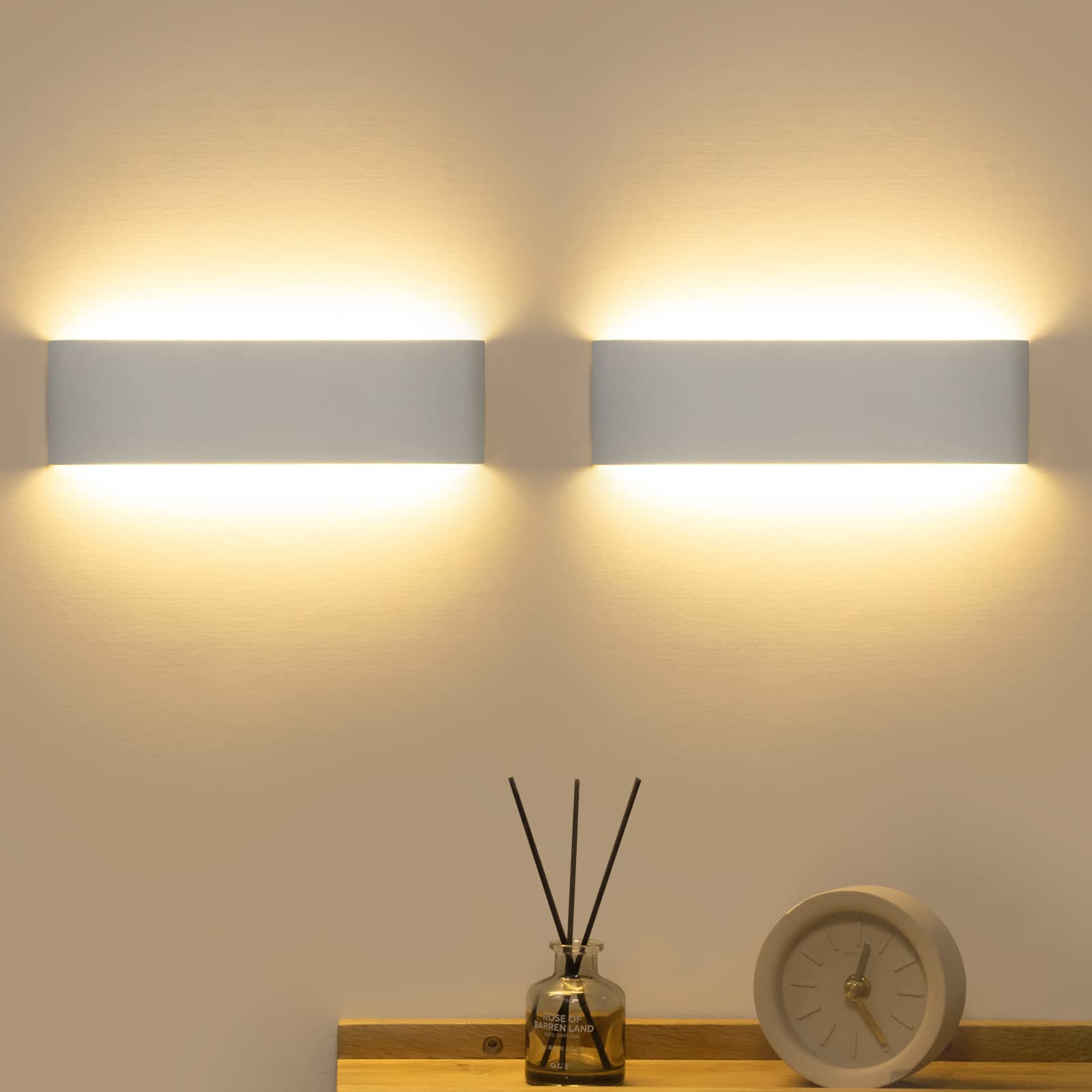éclairage Up Down Moderne 2 Appliques Murales LED URHRHU 12W - Noir - Lumière Blanche Chaude 3000K - Éclairage Up/Down Lampe Murale Interieur
