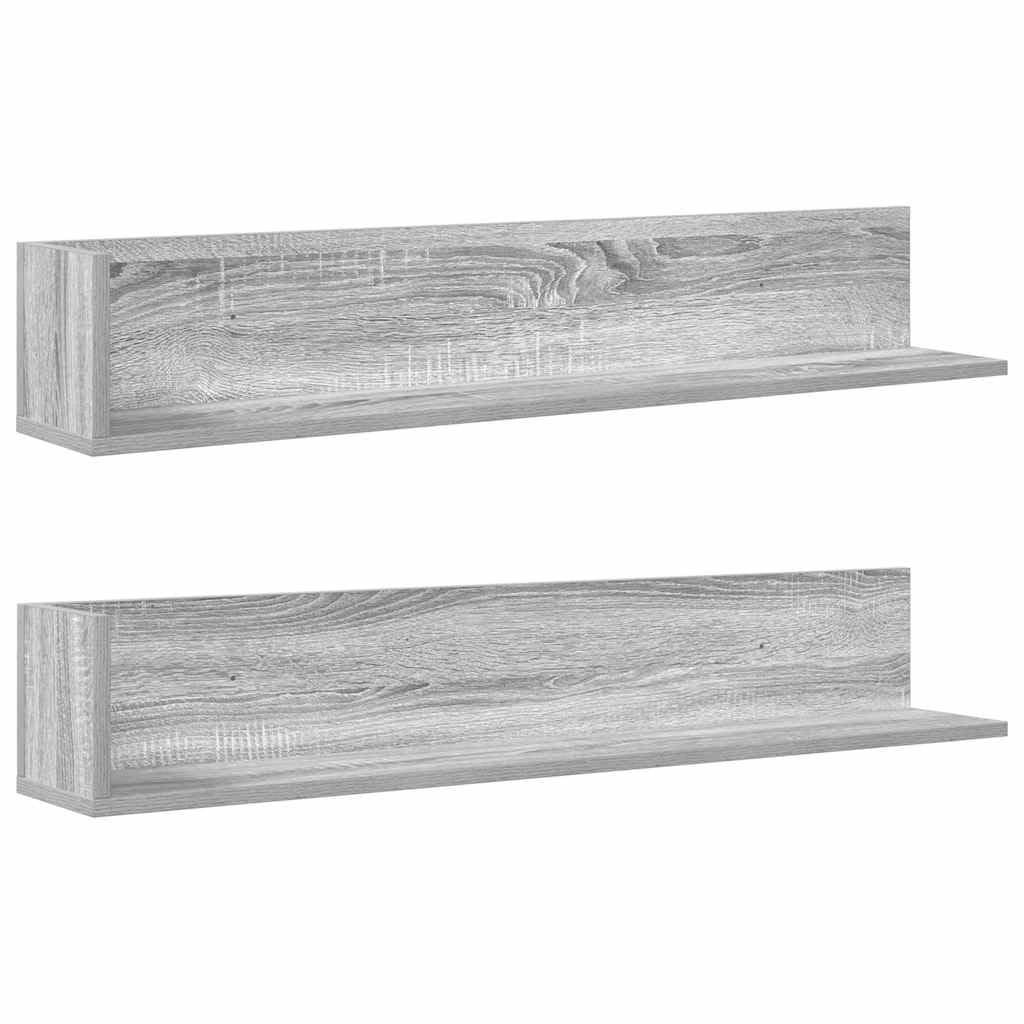 Vidaxl Grey Sonoma Wall Shelves 2 Pcs 100X16.5x16.5 Cm Engineered Wood