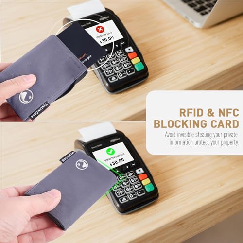 Image of Minimalist Slim Wallet for Men, Heavy Duty Ripstop Nylon Trifold Wallet, Water Resistant Durable Front Pocket Wallet with Elastic Band, Large Capacity, Includes 1 RFID Blocking Card, Grey