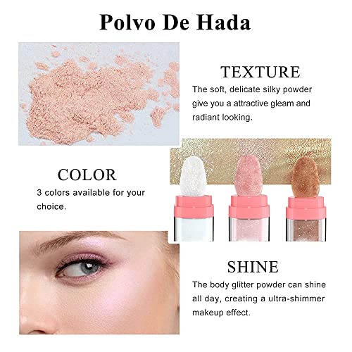 Polvo De Hadas Highlighter Makeup, Body Brightens The Natural Three-Dimensional Face Blusher Patting Powder Highlighter. (01# White Moonbeam) #TOP7