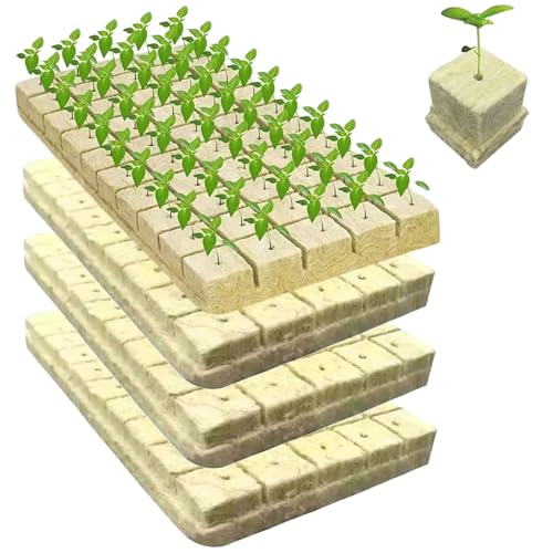 Torre Hydroponic, Cubos de lana de roca de 200 piezas 1 pulgada Garden Rock Wool Cubos de plantación con agujeros para hidropónicos, germinación de semillas y cultivo de sótorno, vainas, vainas