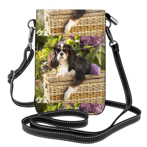 Portefeuille en cuir PU Cavalier King Charles, mini sac bandoulière de qualité