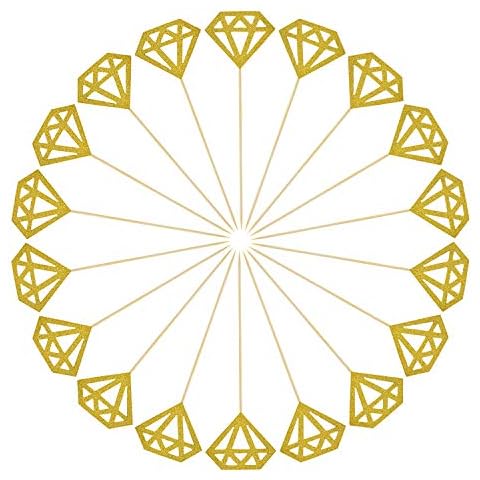 50 Pack Cupcake Toppers Golden Glitter Diamond Cakes Toppers Cupcake Decor Party Cake Decoration Supplies Cover