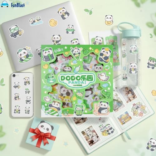 Image of FunBlast Panda Theme PET Stickers, Kawaii Sticker - 100 Sheets; 500+ Pcs Aesthetic Sticker, Japanese Style Craft Stickers, Self-Adhesive Sticker's Set - Multicolor (E)
