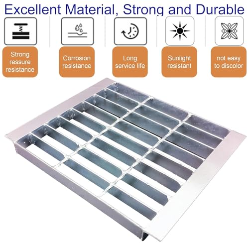 Image of Galvanized Steel Drain Grate with Lip, Channel Cover 12x12 in