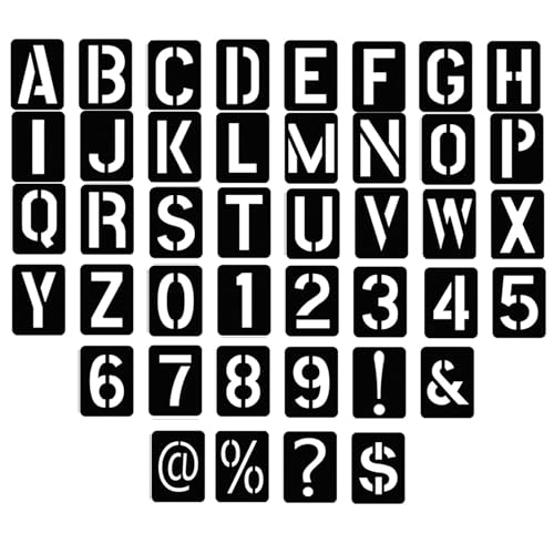 Cyberwork 42 Pcs Alphabets Numéro Pochoir lettre alphabet, 10cm Plastique Réutilisable Pochoir chiffrede Lettres Pochoirs d'Artisanat de Numéros pour La...