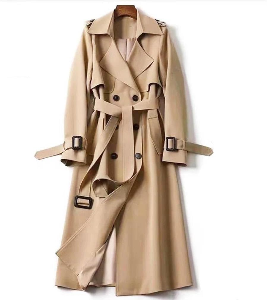 Women Trench Coat Long Length Fashion Elegant Soft Fabric Warm Casual Daily Wear Coat