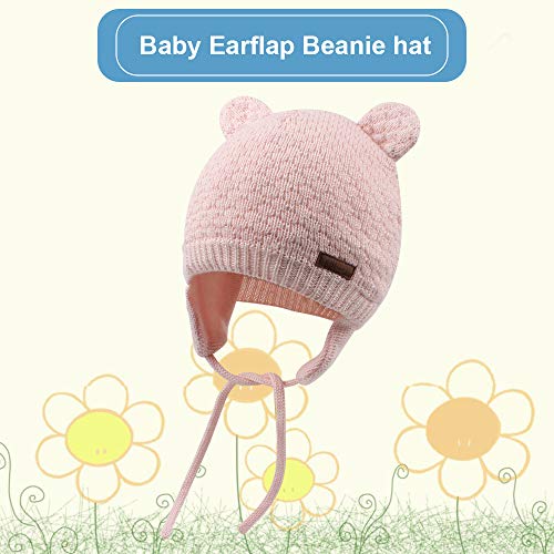 Bavst Baby Beanie Hat For Winter With Earfalp Cute Bear Kids Toddler Girls Boys Warm Knit Cap 0-2Years(Pink, S) #TOP1