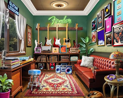 Springbok Fender Guitar Lessons Rompecabezas de 1000 piezas para adultos y familia - Póster incluido - Tema música, guitarra y partituras - Piezas de corte único - Hecho en EE.UU. miniatura 1