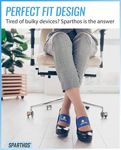 Image of Sparthos Arch Compression Sleeve - Plantar Fasciitis Support Brace - Foot Feet Brace, Ankle Pain Relief, Night Splint - Achilles Tendon Massager Flat Heel Wrap - for Men and Women (Blue-XL)