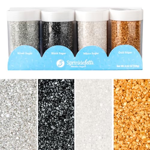 Image of Sweets Indeed Sprinkles, 4 Pack, Edible Sprinkle Mix, Perfect for Cake Decorations, Baking, Ice Cream, Cookies, Cupcake Topper (Metallic Sugar)