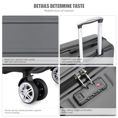 Kono Koffer Trolley mit Hartschale und Zwillingsrollen für Handgepäck