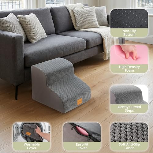 Daisy & Max Dog Steps 2 Step for Bed & Sofa – Soft Foam Pet Stairs with Non-Slip Base & Washable Removable Cover, Waterproof Dog Steps Ladder for Small Medium Large Dogs, Puppies, Cats & Senior Pets - Image 6