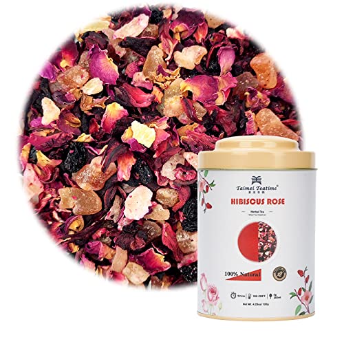 Rose Peach Hibiscus Loose Leaf Tea(120G) Bundle With Hibiscus Rose Herbal Tea Loose Leaf (120G), Organic Caffeine Free, Hot And Iced Tea #TOP5