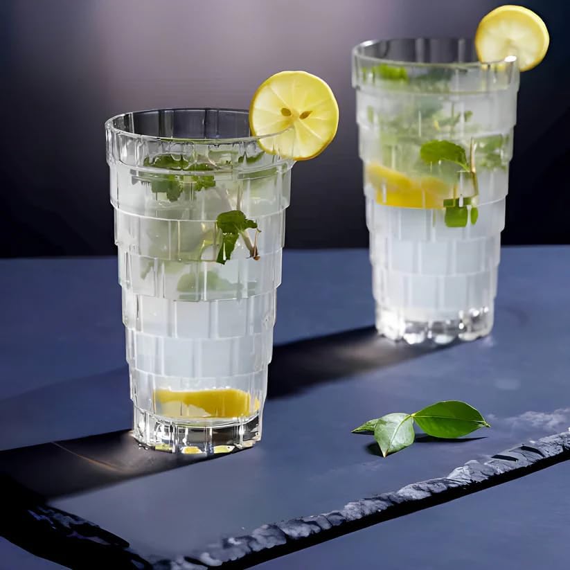 Image of Premium 350ML Juice Glasses Drinking Glasses, Highball Lead-Free Glasses, Tumblers for Water, Juice, Beer, Cocktail and Mixed Drinks - Pieces, Transparent (Hiball Glasses, 6 Count (Pack of 1))