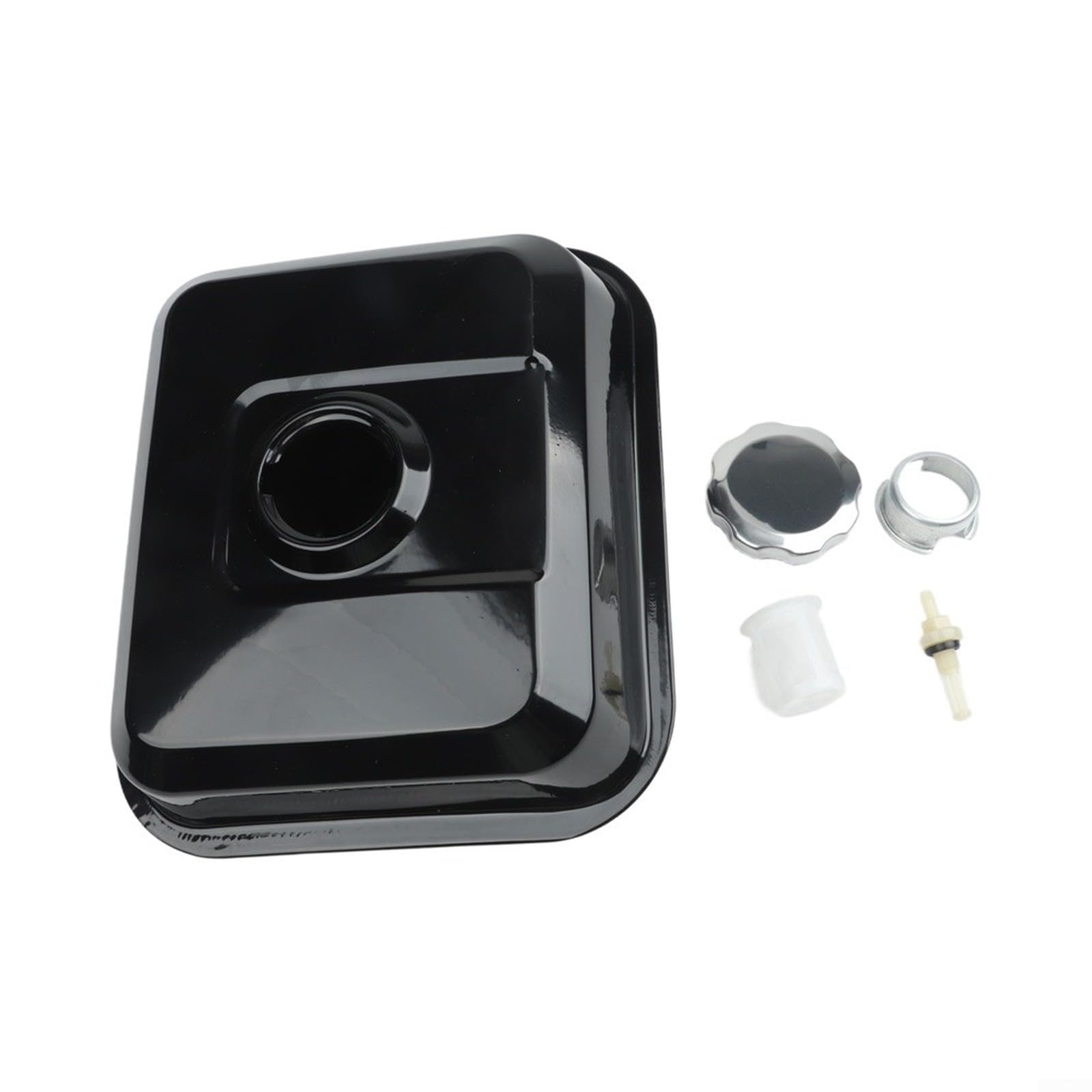 Kit de réservoir de carburant pour moteurs GX160 168F 170F, réservoirs à essence de 4,5 l en métal avec protection contre la rouille, pièce de rechange pour cultivateurs et générateurs, noir et blanc