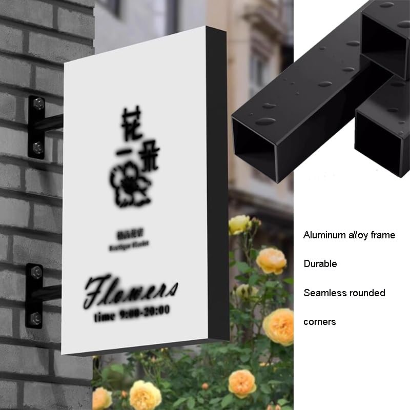 Kanduo tablica menu restauracja led Billboard Light Box, Light Box w restauracji LED, podświetlany ekran tablicy menu, dwustronne zewnętrzne billboardy montowane na ścianie Ramki reklamowe(Nero,60x60c
