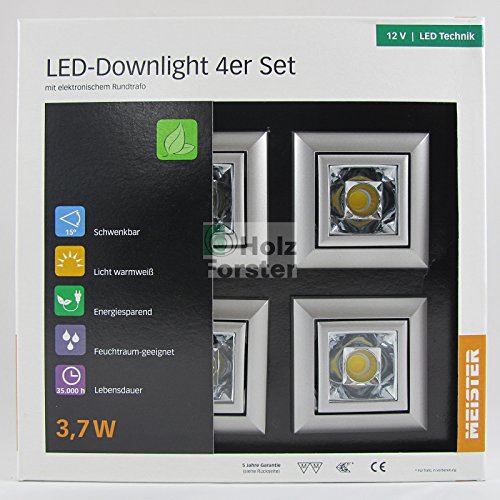 Preisvergleich Produktbild MEISTER LED Downlight Quadro 12Volt 3,7Watt, 4er Set, Titan