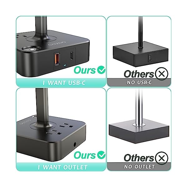 Table Lamp Dimmable cozoo USB Bedside Table Desk Lamp with 2 USB Charging Port(A+C) 2 Outlet,Nightstand Lamp with Charger Base White Fabric Shade,LED Touch Lamp for Bedroom/LivingRoom/Dorm/Home Office - Image 6