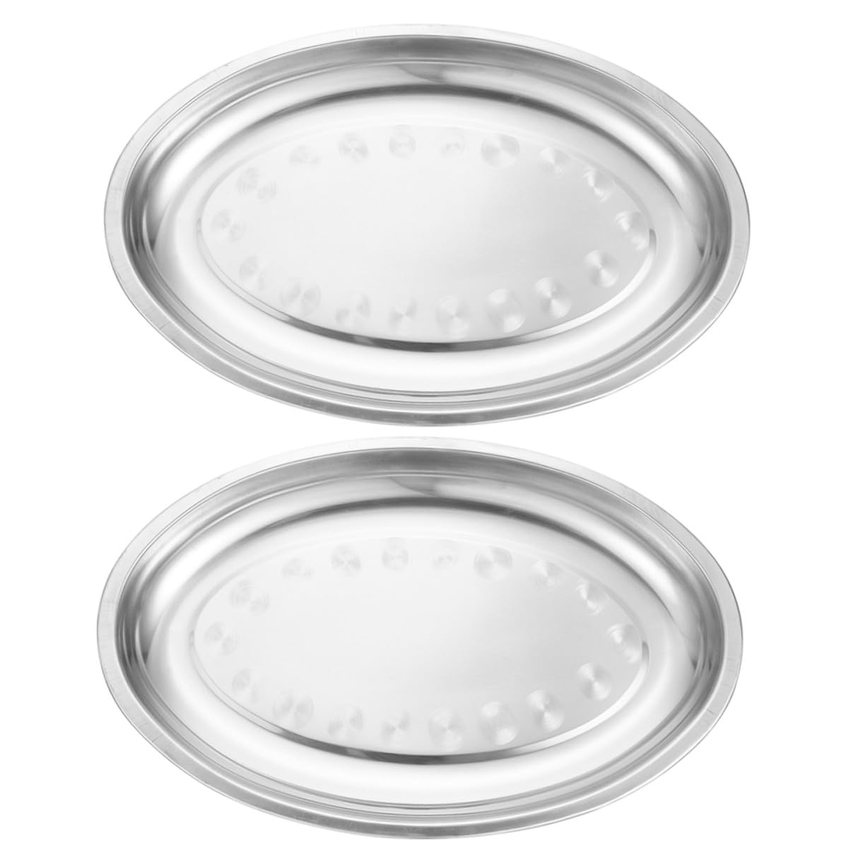 Assiettes ovales LIFKOME en inox argenté avec surface lisse haut de gamme