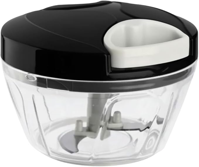 Mini Processador Manual de Alimentos 500ml com 3 Lâminas Aço Inoxidável – Tritura, Pica e Mistura Legumes, Verduras, Frutas, Cebola, Alho e Ervas – Compacto, Prático e Fácil de Limpa