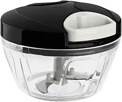 Mini Processador Manual de Alimentos 500ml com 3 Lâminas Aço Inoxidável – Tritura, Pica e Mistura Legumes, Verduras, Frutas, Cebola, Alho e Ervas – Compacto, Prático e Fácil de Limpa