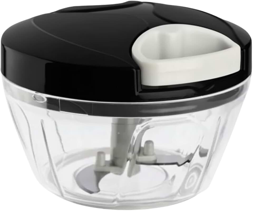 Mini Processador Manual de Alimentos 500ml com 3 Lâminas Aço Inoxidável – Tritura, Pica e Mistura Legumes, Verduras, Frutas, Cebola, Alho e Ervas – Compacto, Prático e Fácil de Limpa