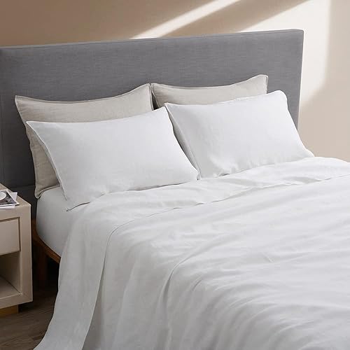 Miniatura 2 de DAPU Sábana encimera de lino 100% lino puro de Normandía, sábana encimera de lino francés con lavado a la piedra ultra suave, transpirable y