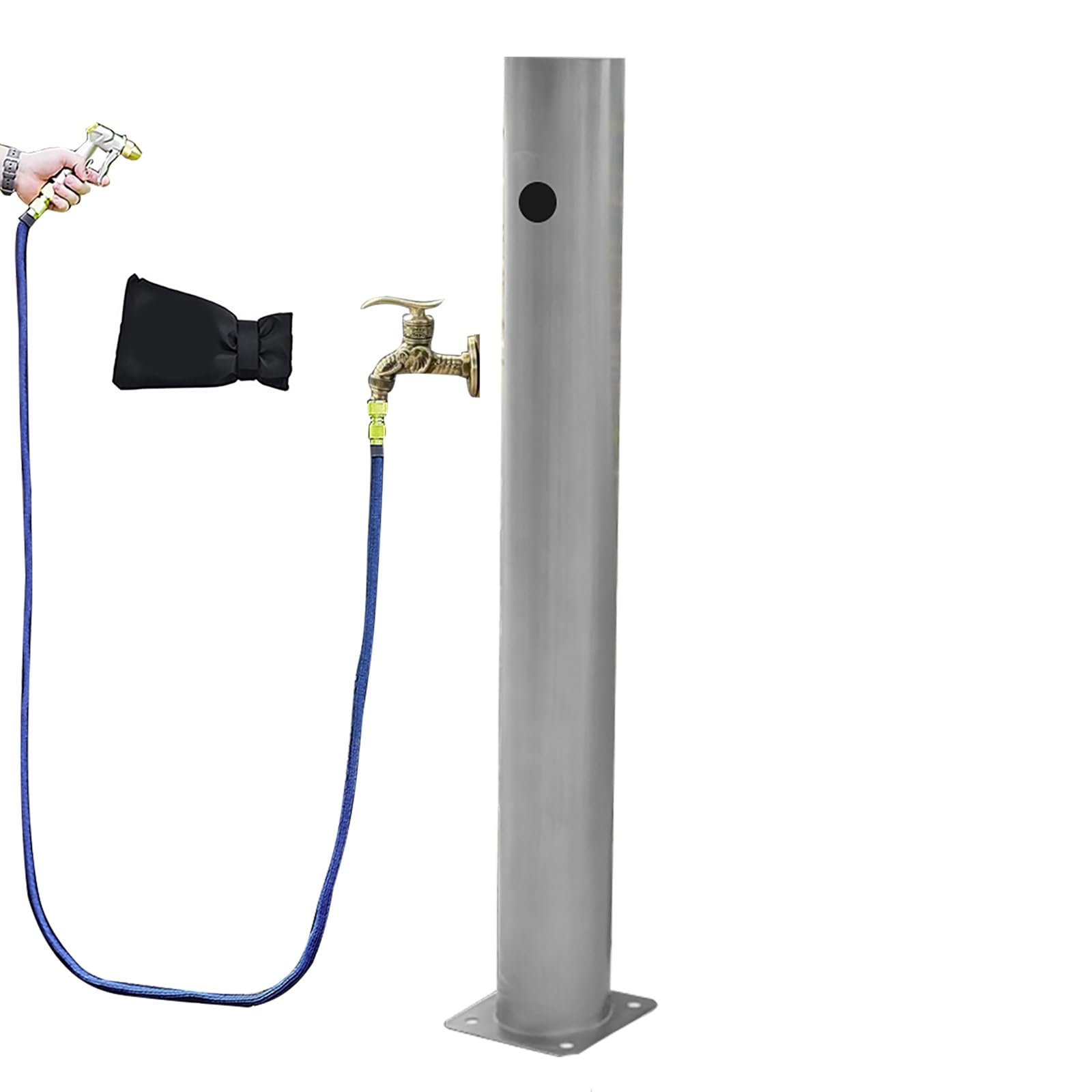 WOTZOV Freestanding Outdoor Water Fountain Faucet - Antifreeze Garden Tap Spigot With 23Ft Spray Gun For Patio & Backyard - Durable, Stylish Water Feature，Gray