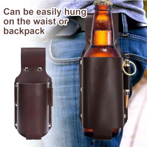 GXGM Bier Geschenke Für Männer，Flaschenhalter Gürtel, Beer Bottle Holder ，Beer Holster,Bier Geschenk Für Men Father’S Day Christmas Beer Drinker Lovers， Beer Accessories （Braun）
